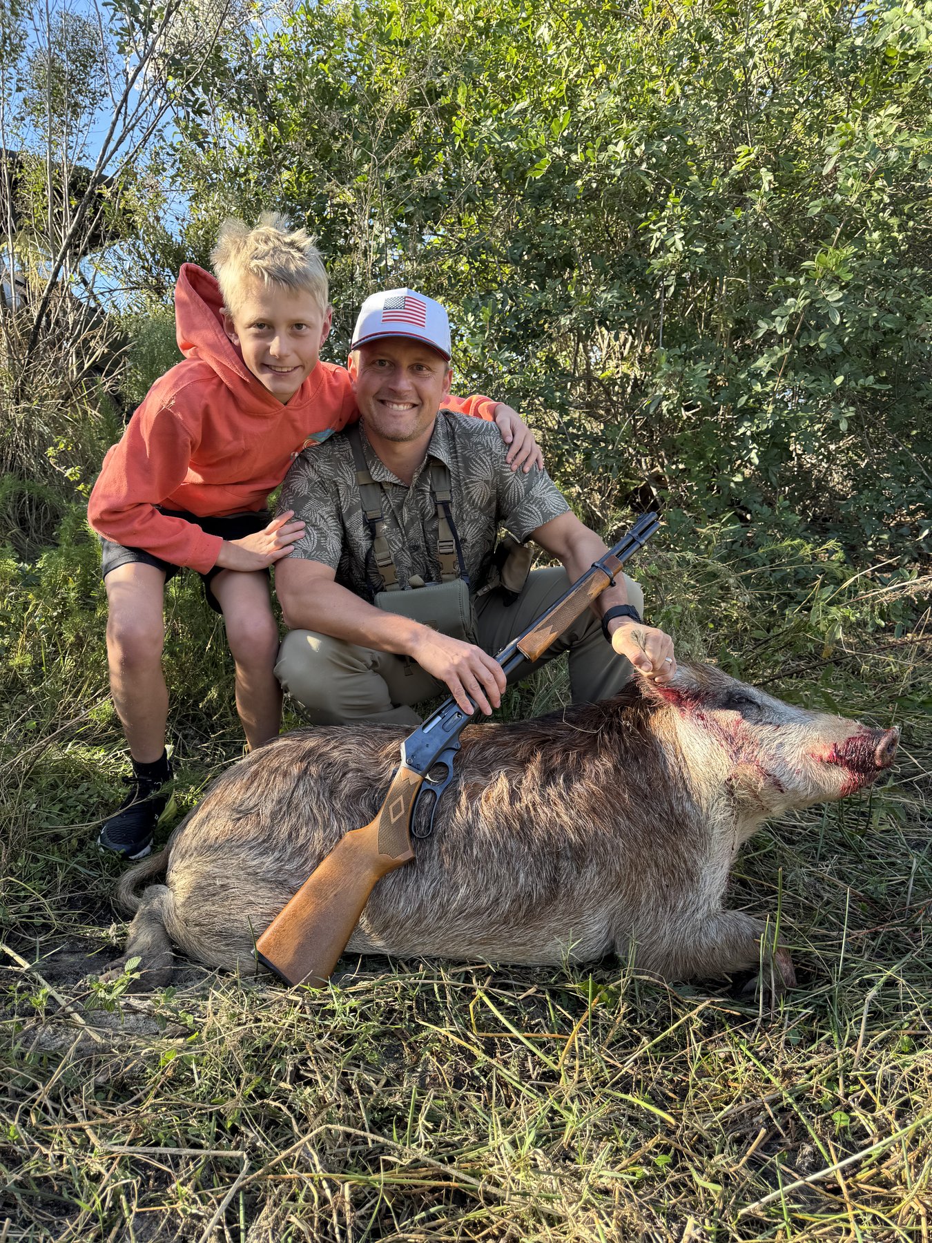 Father and son hog hunt Wild Florida Hunts